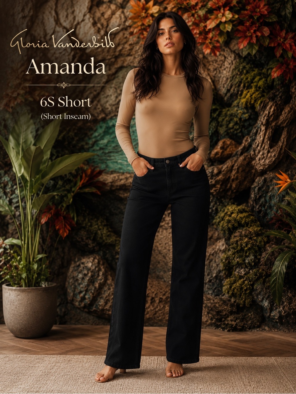Gloria Vanderbilt Amanda Black Straight Leg Jeans 6S Short Stretch